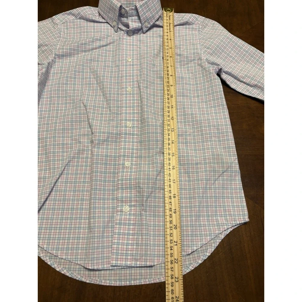 Lauren Ralph Lauren Girls/Boys Plaid Button Up Shirt Pink Blue Size 10 RLL Logo